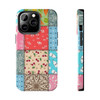 Patchwork Quilt Pattern Tough Phone Case for iPhone in 21 different sizes. Compatible with iPhone 7, 8, X, 11, 12, 13, 14 and more.