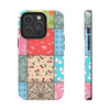 Patchwork Quilt Pattern Tough Phone Case for iPhone in 21 different sizes. Compatible with iPhone 7, 8, X, 11, 12, 13, 14 and more.