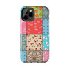 Patchwork Quilt Pattern Tough Phone Case for iPhone in 21 different sizes. Compatible with iPhone 7, 8, X, 11, 12, 13, 14 and more.