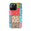 Patchwork Quilt Pattern Tough Phone Case for iPhone in 21 different sizes. Compatible with iPhone 7, 8, X, 11, 12, 13, 14 and more.