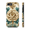 Ivory with Teal Flowers Design Tough Phone Cases