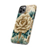 Ivory with Teal Flowers Design Tough Phone Cases