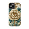 Ivory with Teal Flowers Design Tough Phone Cases