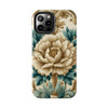 Ivory with Teal Flowers Design Tough Phone Cases