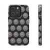 Silver Snowflake on Black Design Tough Phone Cases