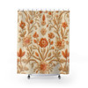 Orange and Gold Flowers Design Shower Curtain | Polyester Shower Curtains