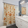 Orange and Gold Flowers Design Shower Curtain | Polyester Shower Curtains
