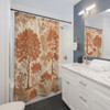 Cream and Rust Trees Design Shower Curtain | Polyester Shower Curtains