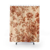 Cream and Rust Floral Design Shower Curtain | Polyester Shower Curtains
