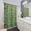 Green Floral Folk Art Boho Design Shower Curtain | Polyester Shower Curtains