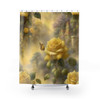 Yellow Fantasy Rose Shower Curtain | Orange and White| Polyester Shower Curtains