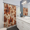 Autumn Mums Floral Design Shower Curtain | Polyester Shower Curtains