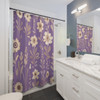 Lavender Floral Folk Art Design Shower Curtain | Polyester Shower Curtains