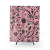 Pink Floral Folk Art Boho Design Shower Curtain | Polyester Shower Curtains