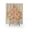 Peach and Gold Floral on Cream Design Shower Curtain | Polyester Shower Curtains