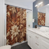 Rust and Cream Floral Art Nouveau Design Shower Curtain | Polyester Shower Curtains