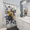 Navy Blue and Gold Art Nouveau Design Shower Curtain | Polyester Shower Curtains