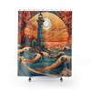 Lighthouse Sunset| Art Nouveau Shower Curtains