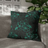 Black and Teal Floral Throw Pillow Cover| Super Soft Polyester Accent Pillow