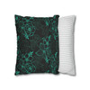 Black and Teal Floral Throw Pillow Cover| Super Soft Polyester Accent Pillow