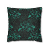 Black and Teal Floral Throw Pillow Cover| Super Soft Polyester Accent Pillow