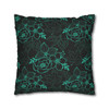 Black and Teal Floral Throw Pillow Cover| Super Soft Polyester Accent Pillow
