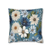 Blue Floral Watercolor Design Throw Pillow Cover| Retro Home Decor| Super Soft Polyester Accent| Unique Housewarming Gift
