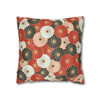 Red Gold Oriental Floral Design Throw Pillow Cover| Retro Home Decor| Super Soft Polyester Accent| Unique Housewarming Gift