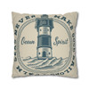 Vintage Lighthouse Signage Pillow Cover| Calm Seas Never Make Good Sailors| Soft Faux Suede Cushion Case for Home Accent