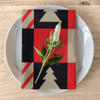 Checkerboard Style Christmas Pattern Design Napkin Set