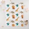 Jungle Safari Soft Fleece Baby Blanket| African Animals Theme Nursery| Safari Theme| Teal Orange Beige