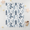 Blue Woodland Soft Fleece Baby Blanket| Forest Theme Nursery| Blue and White Theme