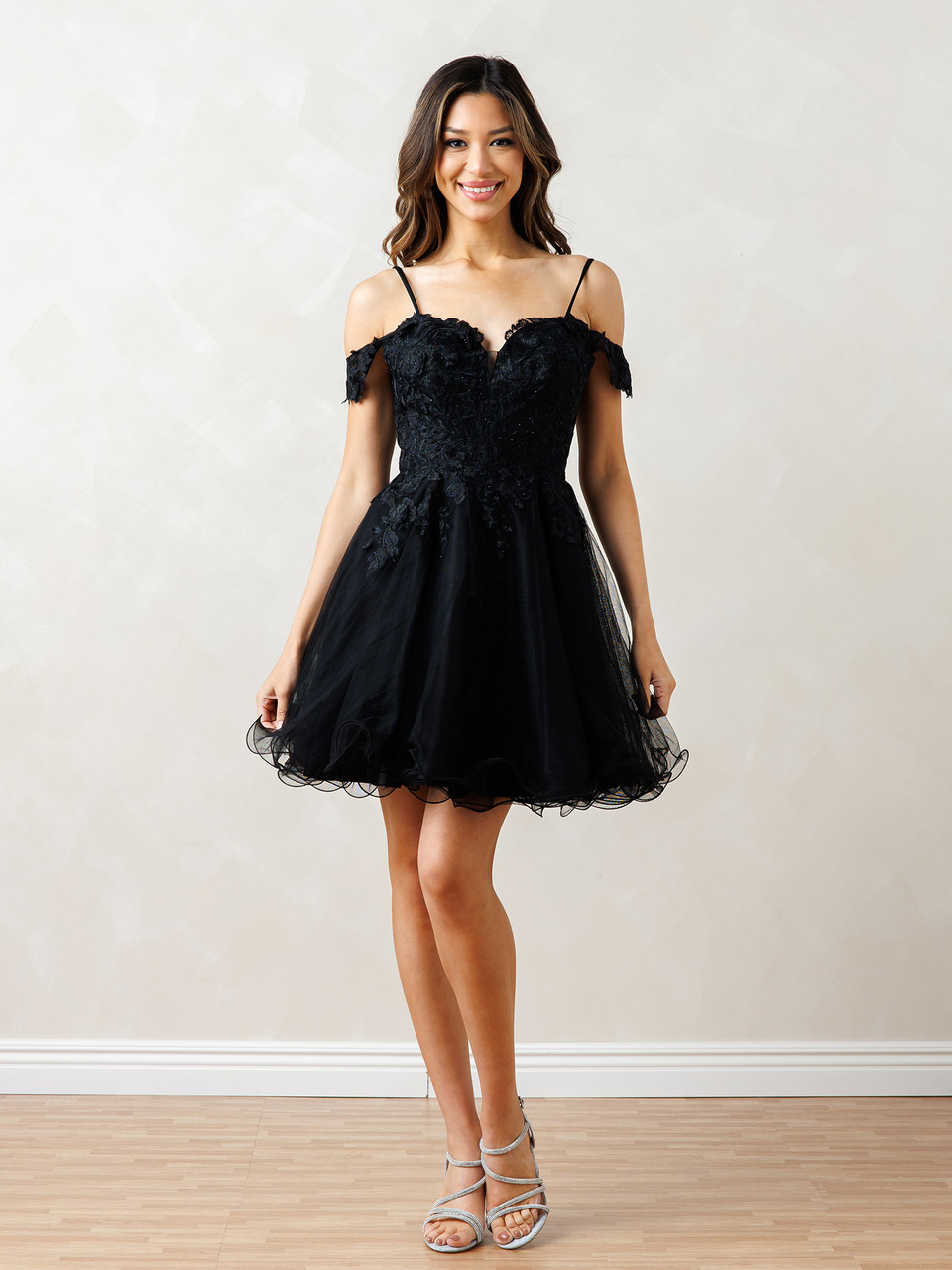 usa homecoming dress Poly USA 9744 Metallic Short Strapless A-line Dress