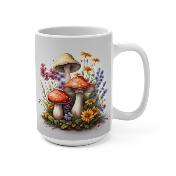 Mushroom Bouquet Coffee or Tea Mug 15oz|White Ceramic Gift Mug |Cottagecore | Country Farmhouse Theme Coffee Tea Cocoa Mug