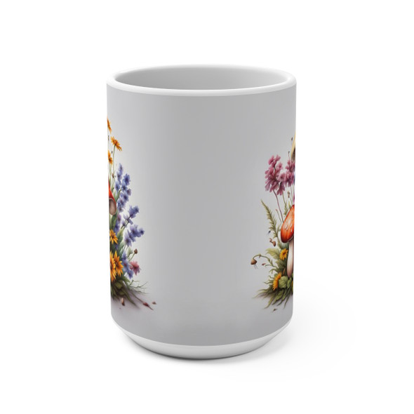 Mushroom Bouquet Coffee or Tea Mug 15oz|White Ceramic Gift Mug |Cottagecore | Country Farmhouse Theme Coffee Tea Cocoa Mug