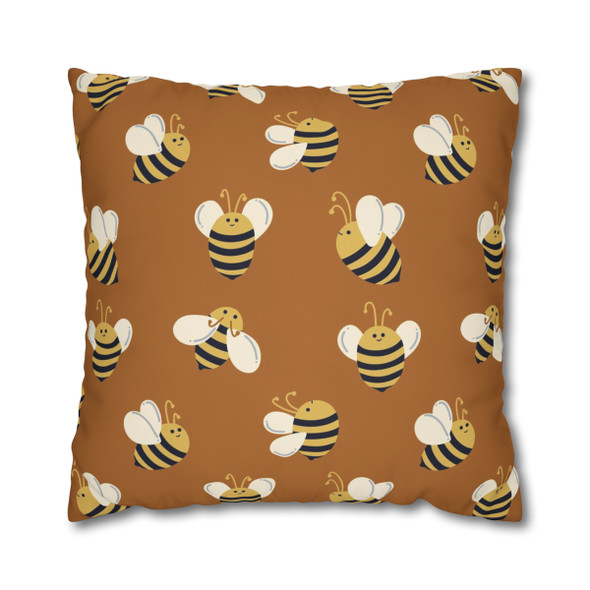 Country Decor Cute Bee Pattern Throw Pillow Cover| Super Soft Polyester Accent Pillow