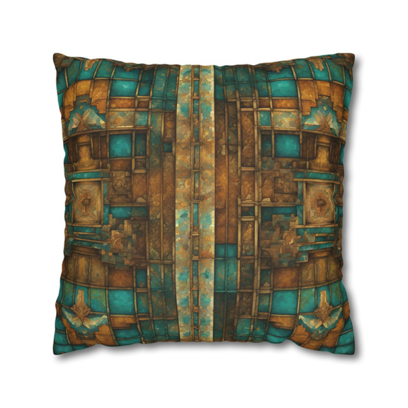Antique Mosaic Style Turquoise and Bronze Throw Pillow Cover| Throw Pillows | Living Room, Bedroom, Dorm Room Pillows