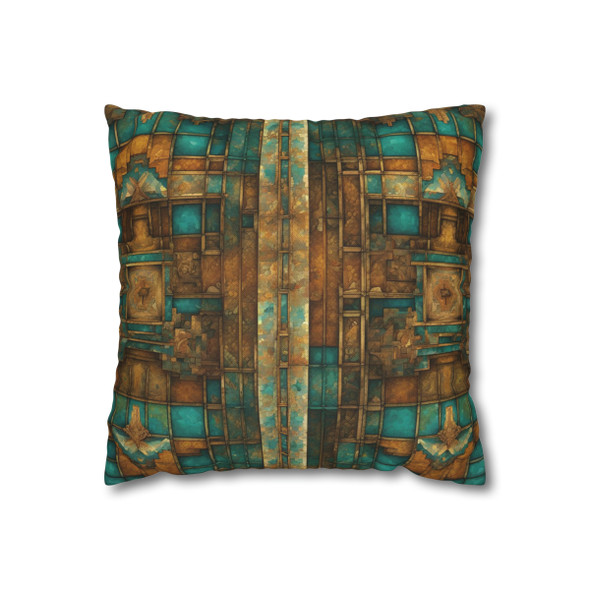 Antique Mosaic Style Turquoise and Bronze Throw Pillow Cover| Throw Pillows | Living Room, Bedroom, Dorm Room Pillows