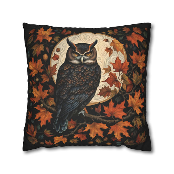 Night Owl Fall Moon Throw Pillow Cover| Forest Botanical Owl Throw Pillows | Cottagecore Living Room, Bedroom, Dorm Room Pillows