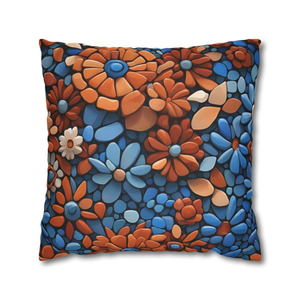 Rust and Blue Tile Throw Pillow Cover| Throw Pillows | Living Room, Bedroom, Dorm Room Pillows