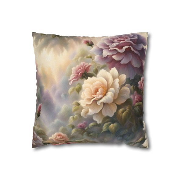 Pillow Case Fantasy Floral Flowers Berry and Cream Throw Pillow| Fantasy Floral Throw Pillows | Living Room, Bedroom, Dorm Room Pillows