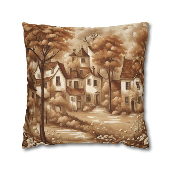 Pillow Case Brown and Cream Village Throw Pillows| Brown and Cream Village Throw Pillow | Living Room, Nursery, Bedroom, Dorm Room Pillows