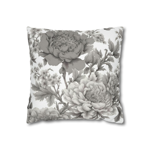 Pillow Case Gray Flowers Throw Pillow| Throw Pillows | Living Room, Bedroom, Dorm Room Pillows