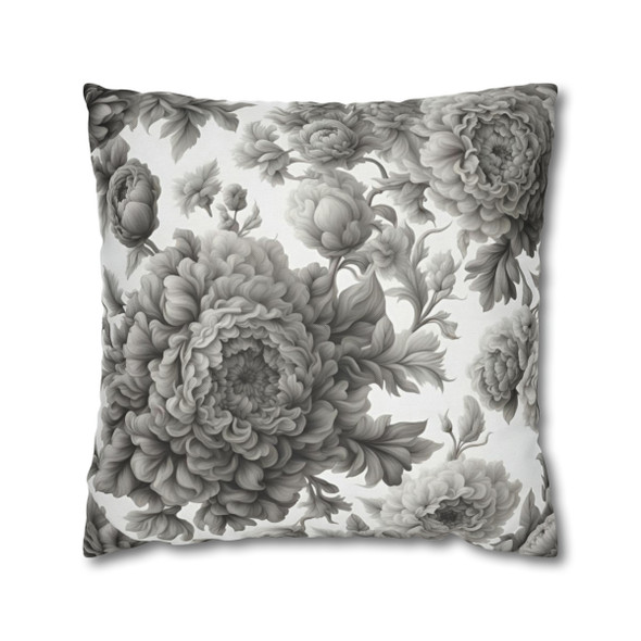 Pillow Case Gray Floral Toile Throw Pillow| Throw Pillows | Living Room, Bedroom, Dorm Room Pillows