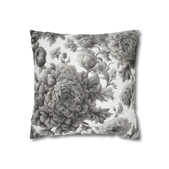 Pillow Case Gray Floral Toile Throw Pillow| Throw Pillows | Living Room, Bedroom, Dorm Room Pillows