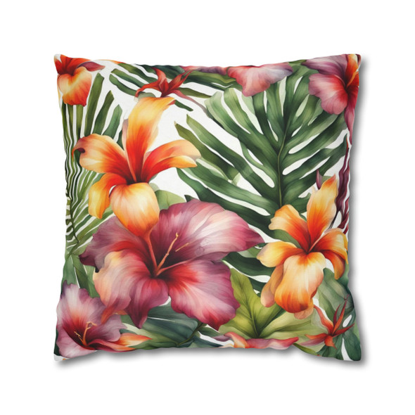 Pillow Case Tropical Floral Watercolor Throw Pillows| William Morris Inspired Throw Pillow | Spring Cottagecore | Living Room, Dorm Pillows