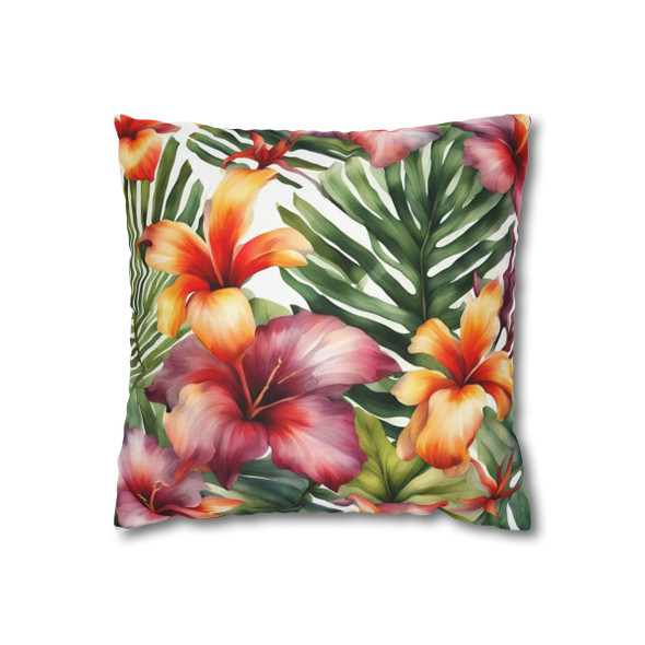 Pillow Case Tropical Floral Watercolor Throw Pillows| William Morris Inspired Throw Pillow | Spring Cottagecore | Living Room, Dorm Pillows