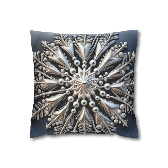 Pillow Case Snowflake in Sterling Silver Throw Pillows| Christmas Throw Pillow | Winter Cottagecore | Living Room, Dorm Room Pillows