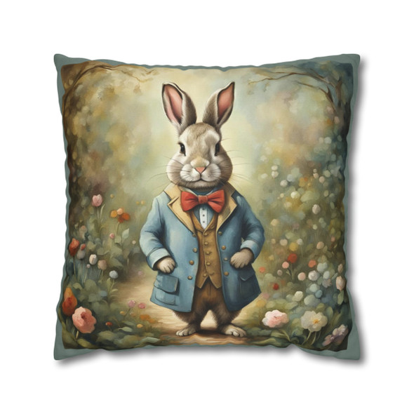 Pillow Case Garden Rabbit Easter Throw Pillow| Old World Style Easter Bunny Throw Pillows | Living Room, Bedroom, Dorm Room Pillows