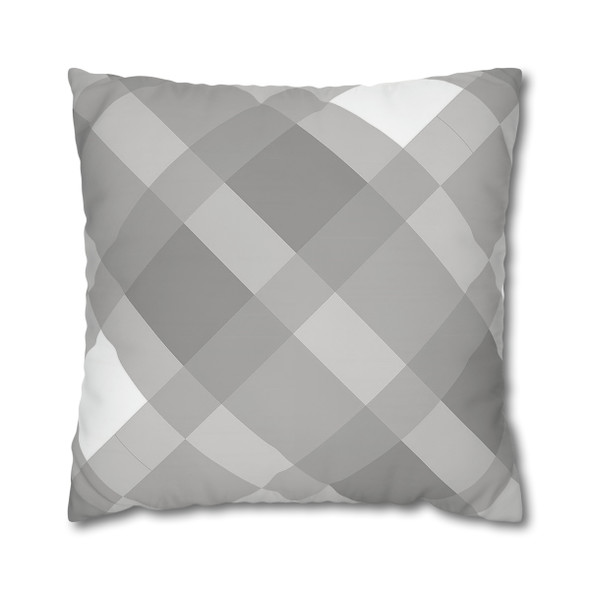 Gray Plaid Pattern Throw Pillow Cover| Super Soft Polyester Accent Pillow